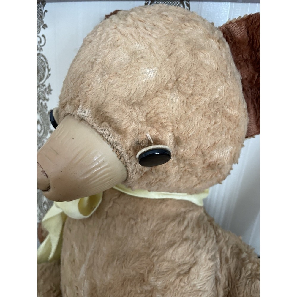 Vintage Very Old‎ Plush Teddy Bear Rubber Nose /Mouth Button Eyes - 1950s Estate - Picture 7 of 11